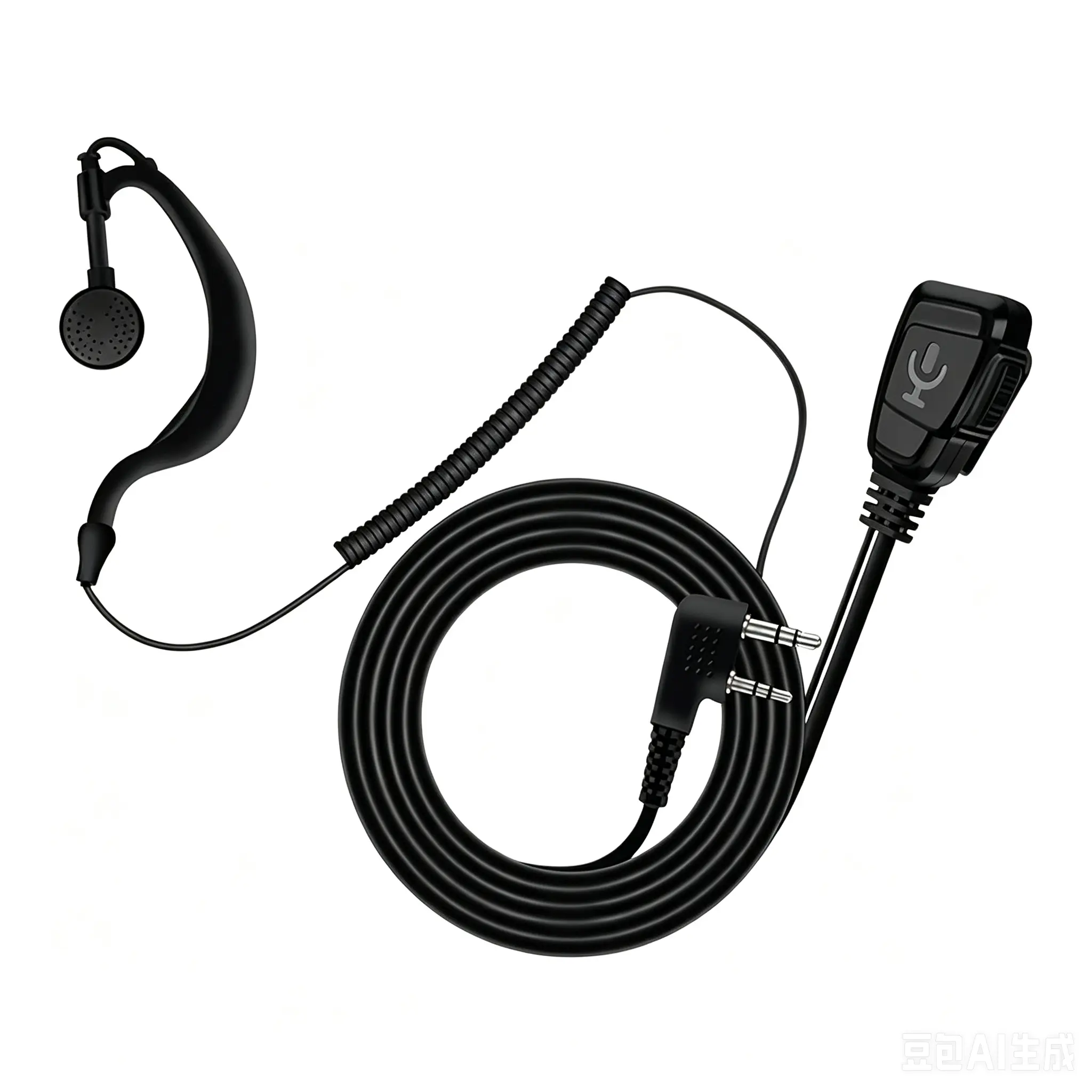 G-Shape Earpiece with PTT Mic K-Head 2-Pin Walkie Talkie Headset Compatible with T280, Adjustable Noise Reduction for Security, Retail and Outdoor Work, Black