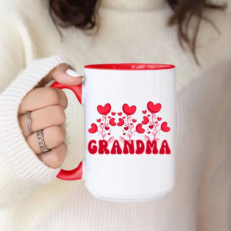 Grandma Mug with Hearts,  Grandma Mug, Unique Grandparent Coffee Mug, Nana Gigi or Mimi Gift, Heart Design Tea Cup