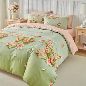 2/3 piece butterfly + flower print quilt cover set - includes 1 quilt cover and 1 or 2 pillowcases, with zipper and quilt corner straps, multiple sizes available, the best gift, soft comfortable washable polyester fiber bedding set Duvet Cover Sets