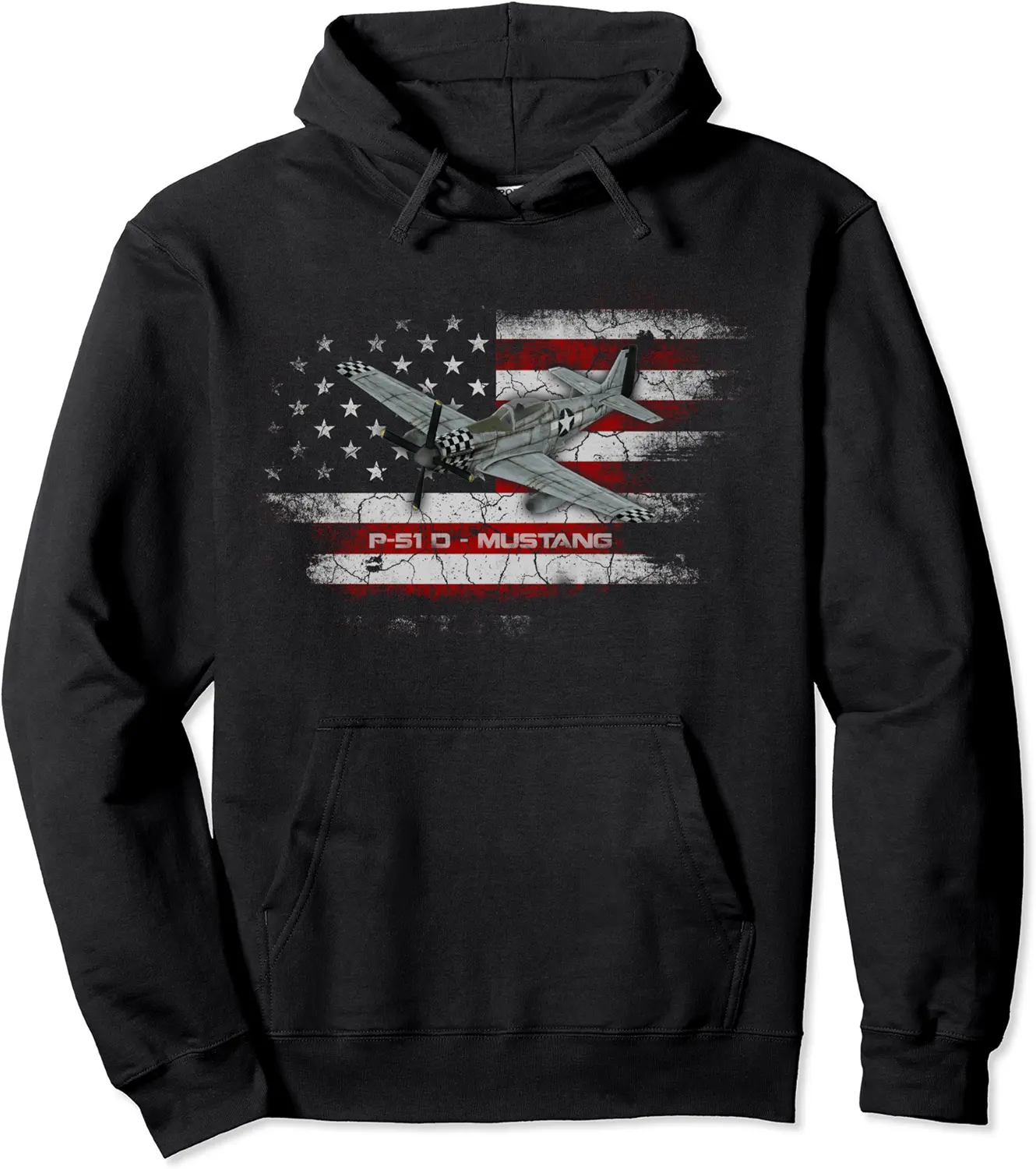 P-51D Mustang Airplane WW2 Veteran US Flag Pilot Vet Mens Pullover Hoodie - Kevincifuen Shop 68B0BRK7F3YS