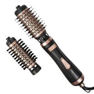 DAILYLIFE Blow Dryer Brush, Equipped with Two Attachments (2" & 1.5"), Infused with Ceramic & Ionic Technology, Sophisticated Black & Gold, A Perfect Present for Ladies