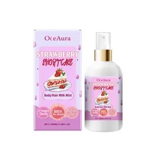 OCEAURA Strawberry Shortcake Body Hair Milk Mist - Strawberry Extract & Milk Dual-Use Hydrating Moisturizing Scented Fragrance Mist for Skin & Hair