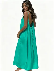Backless Nightgowns for Women, Backless Cami Dresses for Women Cami Lounge Dress Backless Sleeveless House Dress Long Sundress with Back Tie
