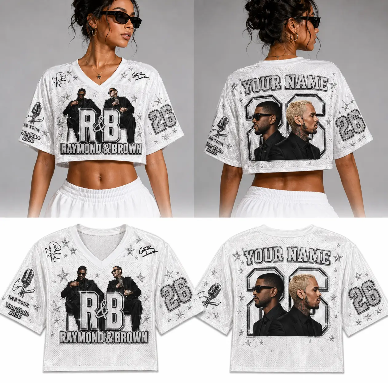 Personalized R&B Tour Crop Jersey Concert Shirt, Custom Music Fan Top 2 Legends Shirt Hip Hop Fan Apparel,RB Tour jersey