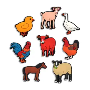 Farm Animal Croc Charms 8PCS PVC Clog Pins Accessories Party Favors Birthday Gifts Holidays Decoration for Boys Women Girls