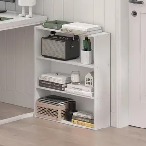 BASIC Bookcase, 3-Tier Bookshelf, Cube Storage Bookcase, 7 x 24 x 26, for Living Room Bedroom Home Office, White