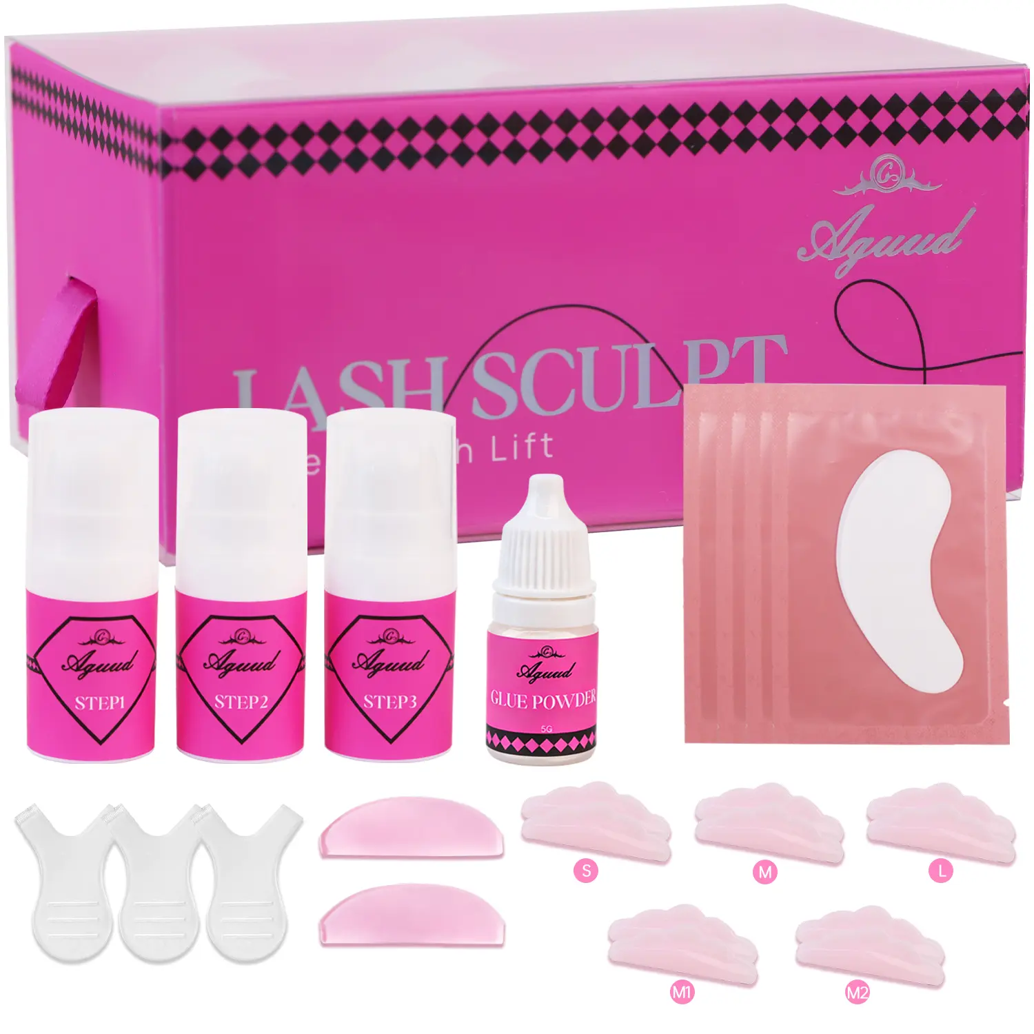 Eyelash Perming Kit Semi-Permanent Eyelash Perming Includes Upgraded Adhesive Powder For Step-By-Step Perming, Long-Lasting Curl Eyelash Extension Kit, Suitable For All Eyelash