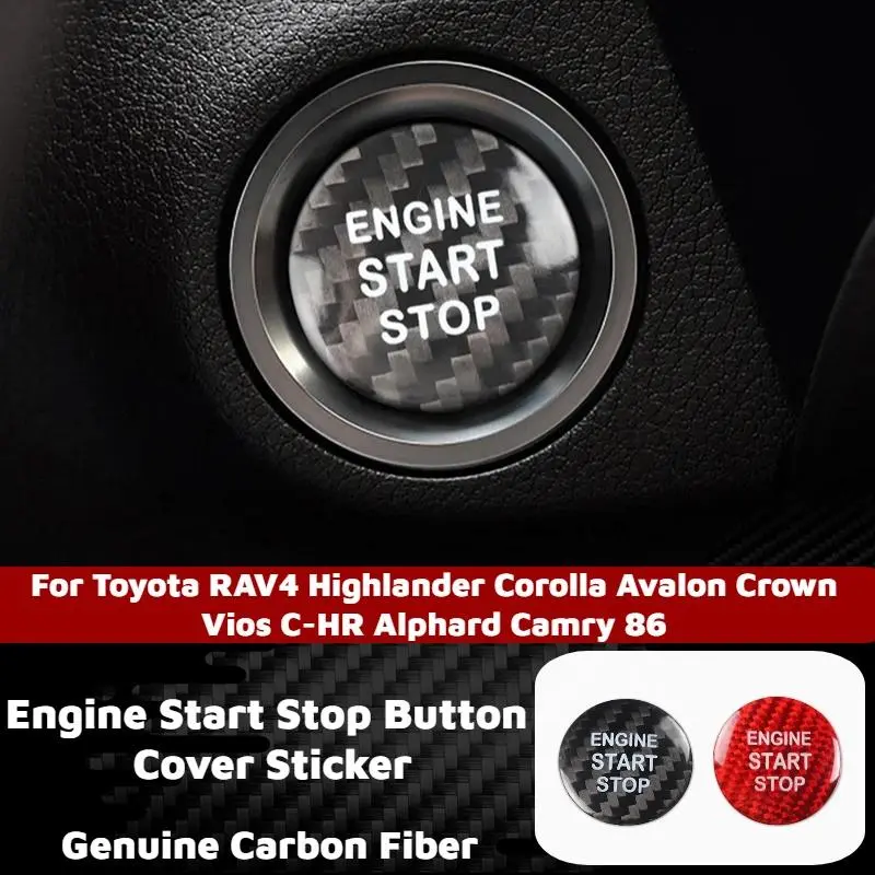 2026 New Carbon Fiber Car Engine Start Stop Button Sticker for Toyota RAV4 Highlander Corolla Avalon Crown Vios C-HR Alphard Camry 86