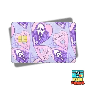 Ghost Mask Valentine Credit Card Skin - Vinyl Sticker for debit cards, Waterproof, Glossy or Holographic - Easy to apply Planchette - Valentine's Day Gift funny card sticker credit card cute sticker trendy sticker