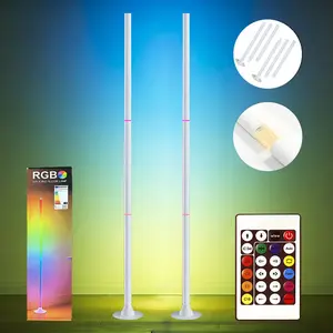LED Rgbic Corner Floor Lamp, Music Sync DIY Mode, Remote Control, USB Powered, Color Changing, Living Room & Bedroom Decor