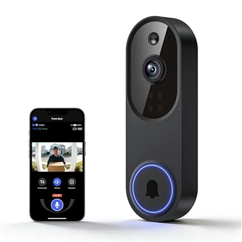 1080P Wireless Video Doorbell Camera, Outdoor Surveillance Cameras, FHD Live View, Cloud Storage, AI Human Detection, Instant Alert, Night Vision, Two Way Audio, 2.4G WiFi Only