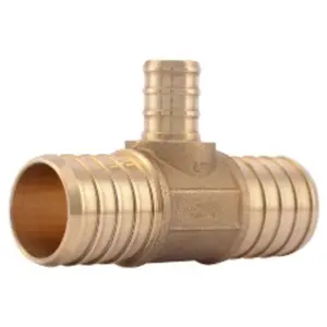 212 MAIN SharkBite UC415LFA 1x1x0.5" RT LF Brass Pex Tee - Barbed Fitting, Pex Tubing Pipe, Certified Safe Water Pipe Adapter for Boating, Water Sports