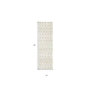 8' Beige And Ivory Moroccan Runner Rug