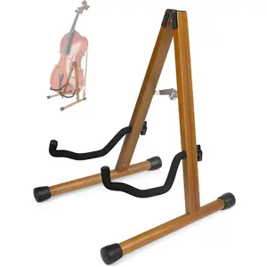 Cello Stand with Bow Holder,A-Frame Floor Stand with Padded , Handcrafted Cello Rack Fits 1/2, 3/4, 7/8, 4/4 Full-Size and Guitar, Instrument Holder for  and Studio Display