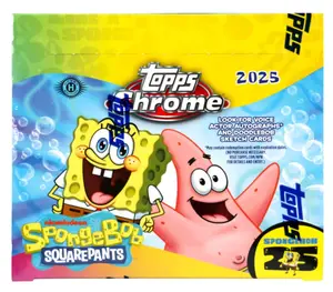 Topps SpongeBob Chrome 25th Anniversary Hobby Box 2025 with 2 Numbered Parallels Sketch Cards & Autographs