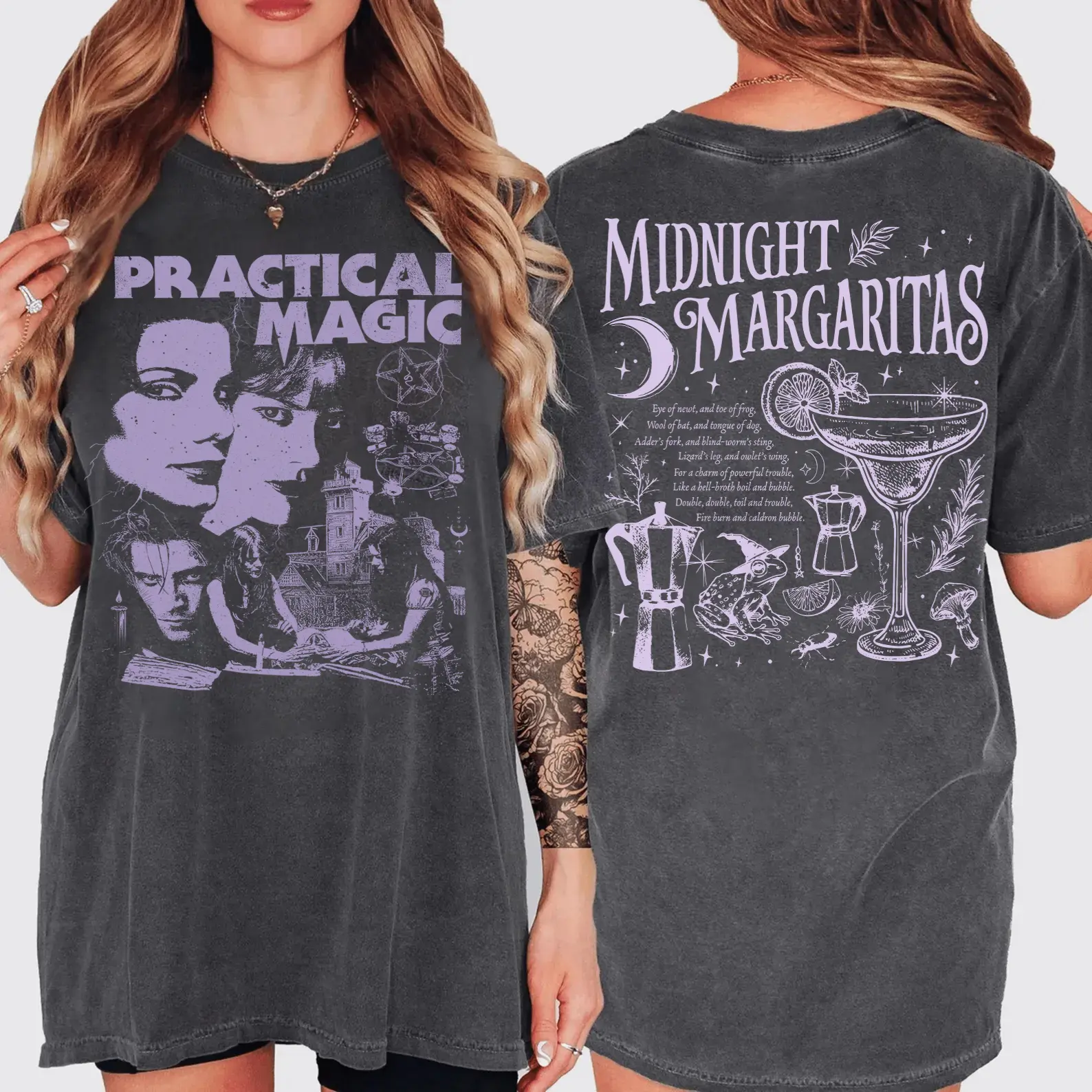 Vintage Midnight Margaritas 2 Sides Comfort Color Shirt, Practical Magic Tee, Retro Halloween Movie Shirt, Girls Tequila Shirt, Spooky Season Gift