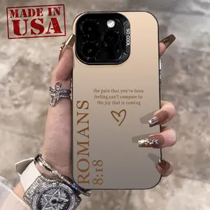 Phone Case Compatible with iPhone 16 15 Pro Max Plus 16E 14 13 12 11 X XR Simple Love Brown English Pattern Durable Shockproof Anti-Scratch PC Protective Case