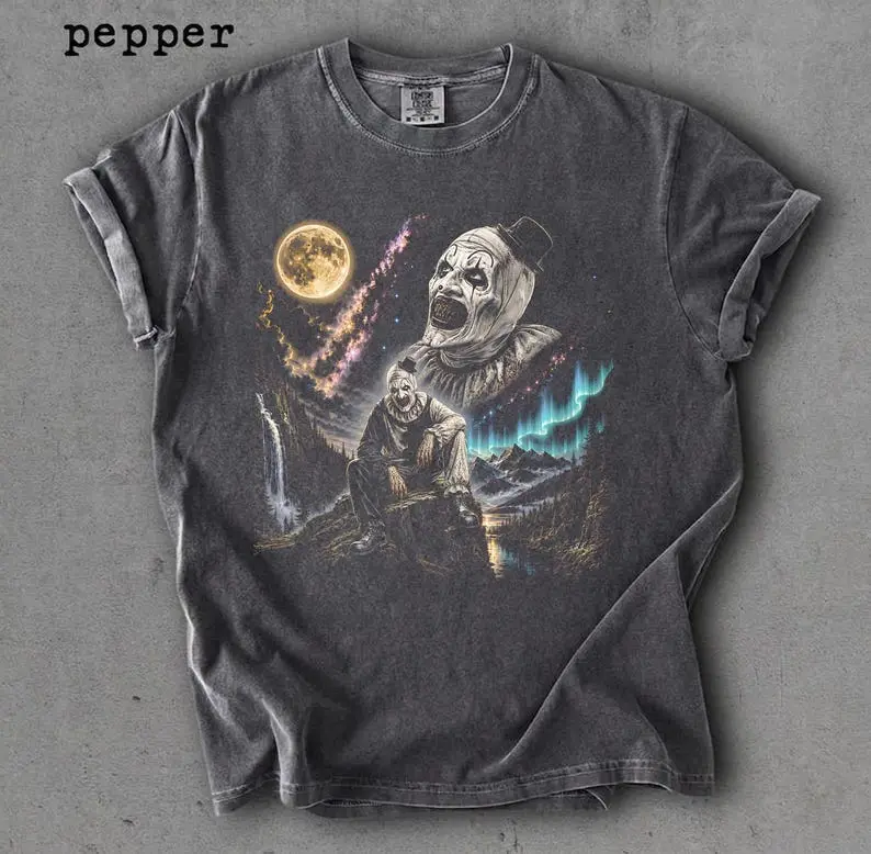 Terrifier Art The Clown Moon Graphic Comfort Colors T-shirt, Horror Scary Movie Halloween Shirt, Horror Fan Gift Unisex Tee