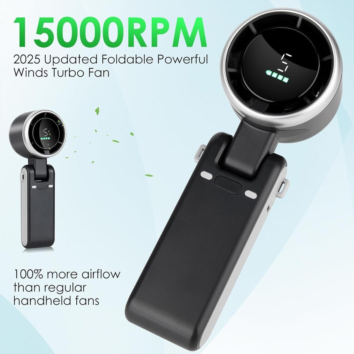 Portable Handheld Turbo Fan, 5 Gear Wind,4000mAh Battery Operated, Up to 10 Working Hours, 3 IN 1 Hand Fan Rechargeable with Air Turbo Tech Cooling Fan for Outdoor Activities, Travel, Working #SummerWins #DealsForYouDays