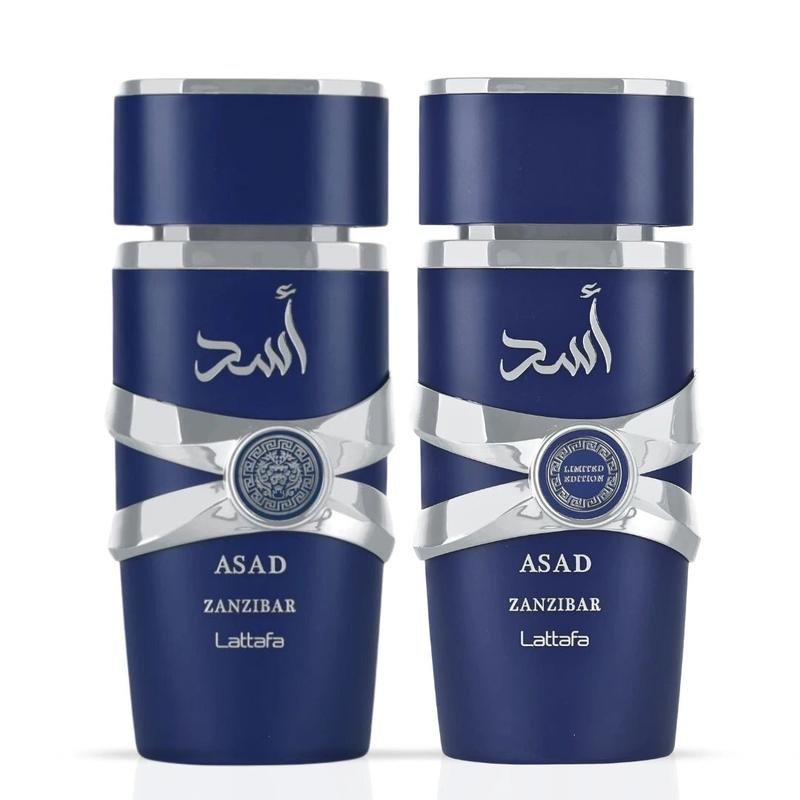 Asad Zanzibar & Asad Zanzibar Limited Edition Eau de Parfum Sprays 100ml (3.4oz) by Lattafa | The Spirit of Exotic Adventure (Bundle)