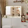 Vanity Mirror with Lights, LED Makeup Mirror with Dimmable 3 Color Modes, Touch Screen Control Vanity Based Mirror Desk Mirror Square White