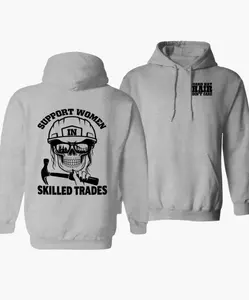 Welding Support Women Skilled Trades Hoodie 2 sided – Women in Skilled Trades Hoodie - Welding Skull Graphic Pullover