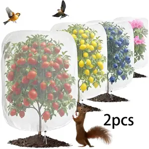 2Pcs Drawstring Plant Protection Net, Multi Size Bird Insect Mesh Cover for Blueberry Bush Tomato Fruit Tree Vegetable Flower Garden