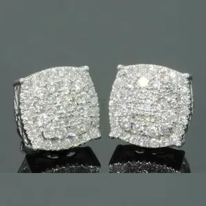 UURiel Hip Hop Micro Pave AAA Zircon Stone Stud Earrings Men Women Luxury Geometry Square Zircon Earrings，Unisex,