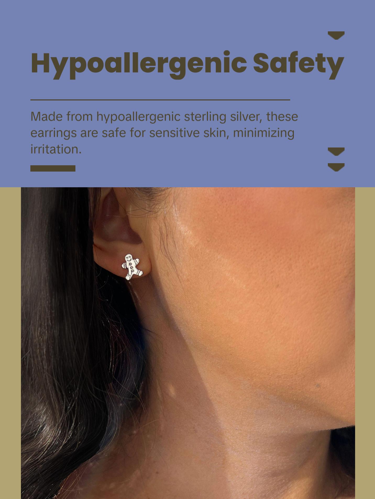 SONIA HOU Gingerbread Holiday Stud Earrings - 18K Gold Over Sterling Silver | Small Christmas Festive Accessory | Minimalist Chic Fine Jewelry Gift