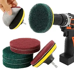 8pcs 4 Inch Electric Drill Brush Scrub Pads, Grout Power Drills Scrubber, Cleaning Brush, Tub Cleaner Tools, Dusty Brush, Abrasive Sandpaper