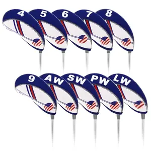 Craftsman Golf US Flag Iron Headcovers Set, 10-Piece Durable Covers for Wedges and Irons, Made from Neoprene