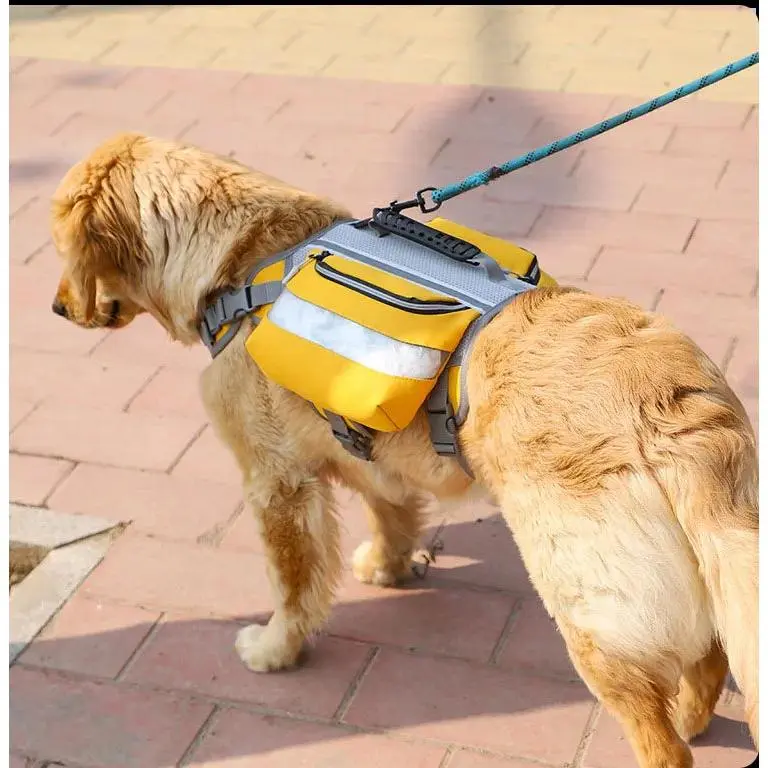 Dog Harness Backpack Rucksack with 2-Side Pockets, Travel Camping Hiking