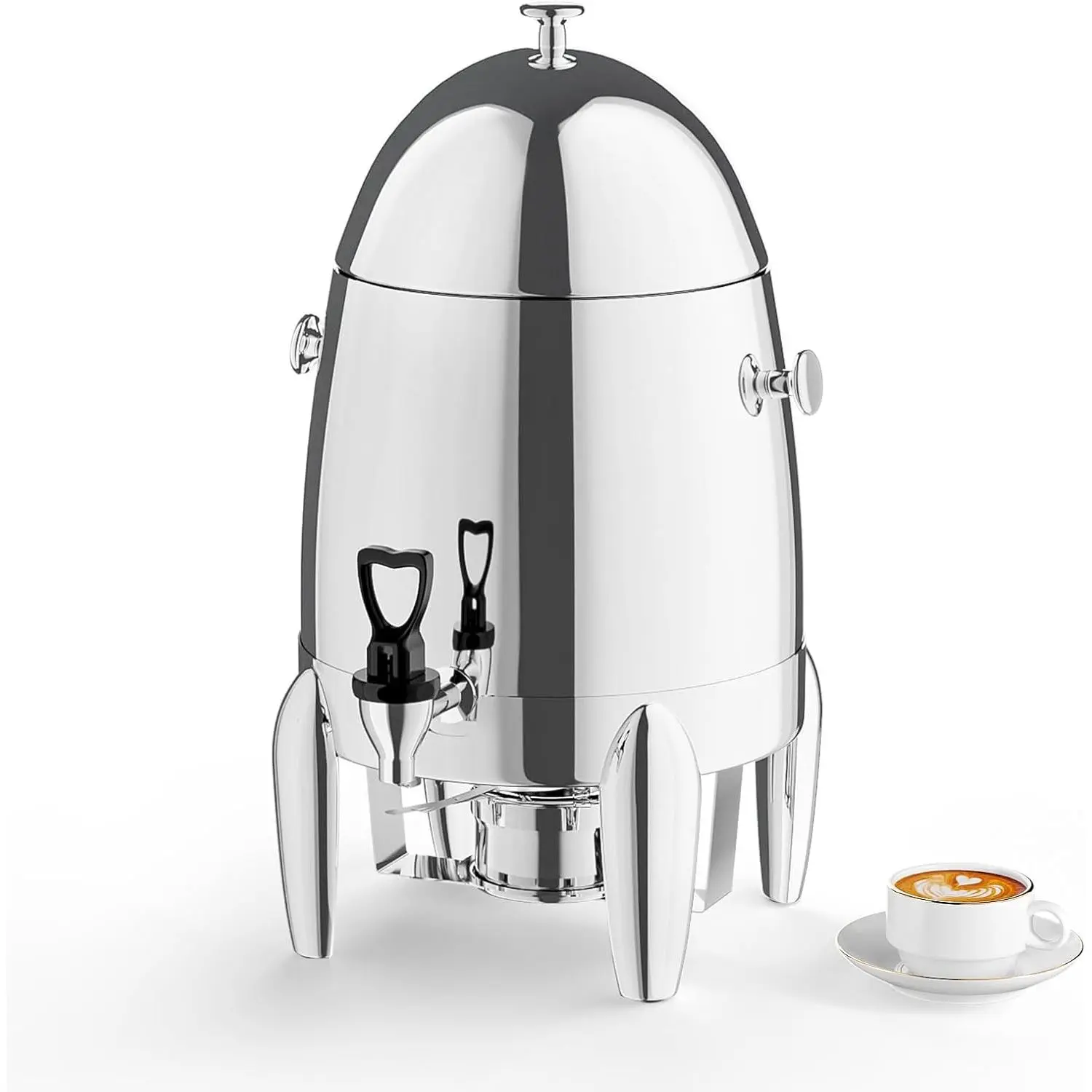 ROVSUN 3 Gallon/12L Beverage Dispenser, Stainless Steel Coffee Chafer Urn with Fuel Holder, Drink Dispenser with Stand Ice Container Spigot, Hot & Cold Drinks for Party Catering Buffet Banquet
