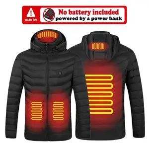 Winter heating cotton jacket hooded intelligent heating suit for outdoor couples to keep warm, with constant temperature heating throughout the body polar fleece hoodie,Gift