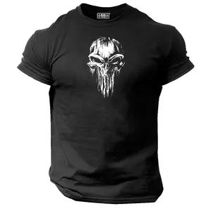 Skull T Shirt Gym Clothing Bodybuilding Training Workout Exercise Boxing MMA Top