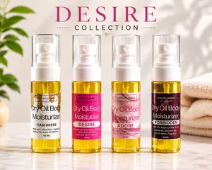 4-Piece Desire Fragranced Dry Body Oil Set - Silky, Hydrating, Lightweight Luxury Body Care Oils with Cashmere, Adore, Bora Bora, Forbidden Scents - Glowing Skin, Ideal Gift
