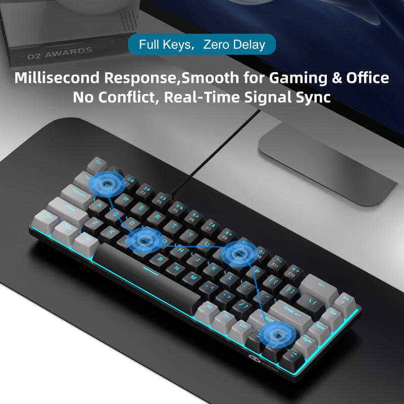 MageGee MK-Box 60% Compact Mechanical Gaming Keyboard, LED Backlit 68 Keys Portable Mini Wired Office Keyboard with Brown Switches for Windows Laptop PC Mac