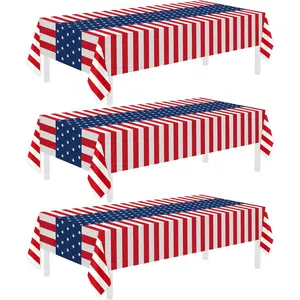 3Pack Patriotic Tablecloths 4th of July Decorations,Disposable Plastic Tablecloths 54"x108",Patriotic Themed Party Table Cloth for Kids Birthday Party Supplies,Outside,Picnic,Camping,Memorial