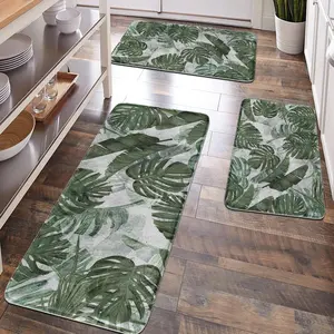 [Popular Choice]1pc, home decoration, bathroom decoration, bathroom floor mats, bathroom anti-skid mats, kitchen floor mats, tortoise-backed bamboo patterned floor mats, tropical plant themed floor mats, soft and comfortable, and can relieve fatigue.