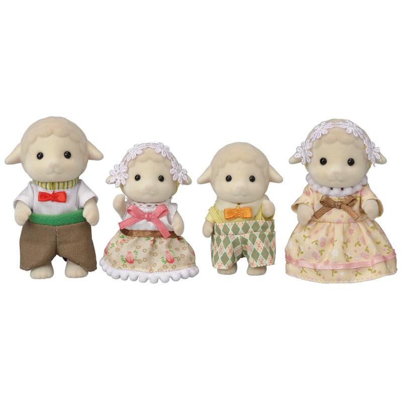Calico Critter Sheep Family, Set of 4 Collectible Doll Figures