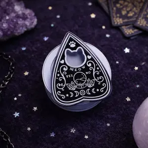 Witchy Cat Ouija Planchette MagSafe Phone Grip: Gothic Cat Aesthetic Magnetic Phone Holder, Mystical Occult Cat Lover Gift, Kindle Popgrip
