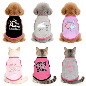 6PCS Pet Clothes Dog and Cat Spring/Summer Letter Print T-Shirts Pet Cool Breathable Shirts Girl Dog Pet Thin Crewneck Tank Tops
