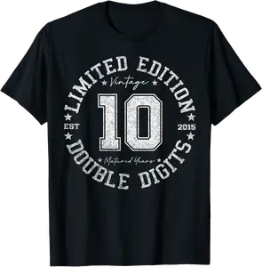 Official Double Digits 10 Year Old Gifts 10th Birthday 2015 T-Shirt - Yoandymira Shop 62B0DMTXBW93