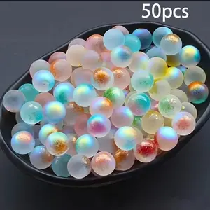 [50pcs Glass Crystal Balls] 50pcs Iridescent Glass Crystal Balls I Vibrant Blue, Green,Pink & Multicolor Round Decorative Balls,Decorative Spheres for Parties, Weddings, Home,Bar, Fish Tank, Patio & Pool Decor