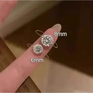 Ultra Invisible Transparent Fishing Line Sparkling Diamond Ring for Women 6mm & 8mm Sizes Simple Versatile High-End Niche Light Luxury Elastic Index Finger RingGift