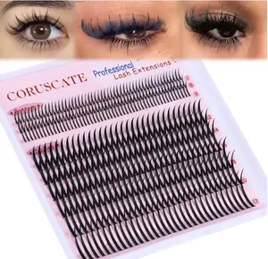 Lash Clusters with Spikes Ultra Long 12-22mm Lash Spikes 7-9mm Bottom Lashes Supply Cluster Eyelash Extensions For Pros Multi-Eye Lash Styles DIY Eyelashes for Manga/Spiky/Mega Look