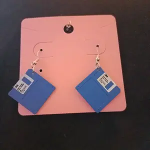 Blue Floppy Disk Earrings - Retro Computer Tech Accessory for Women and Men