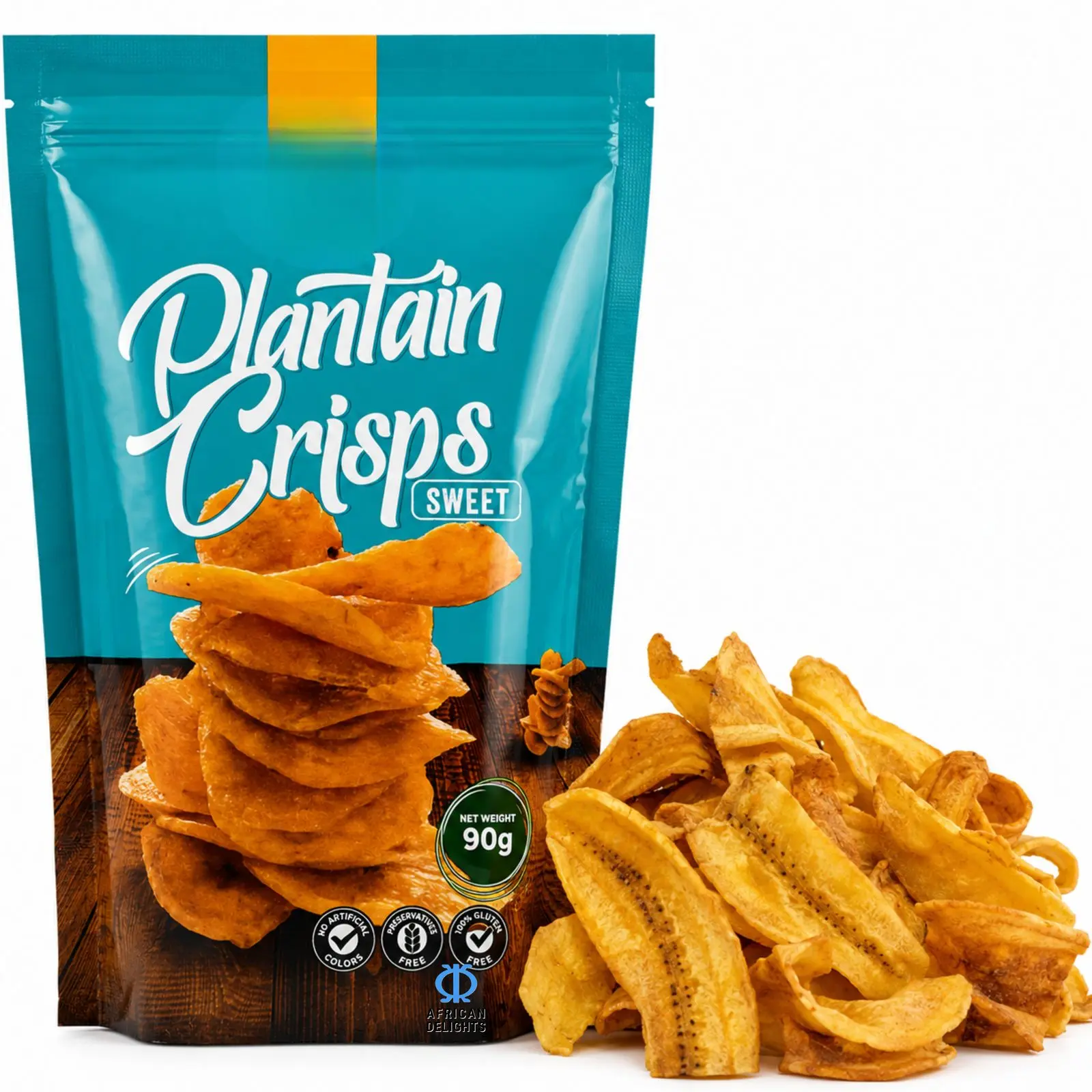 African Delights Sweet Plantain Chips, Pack of 3 (90g Each)