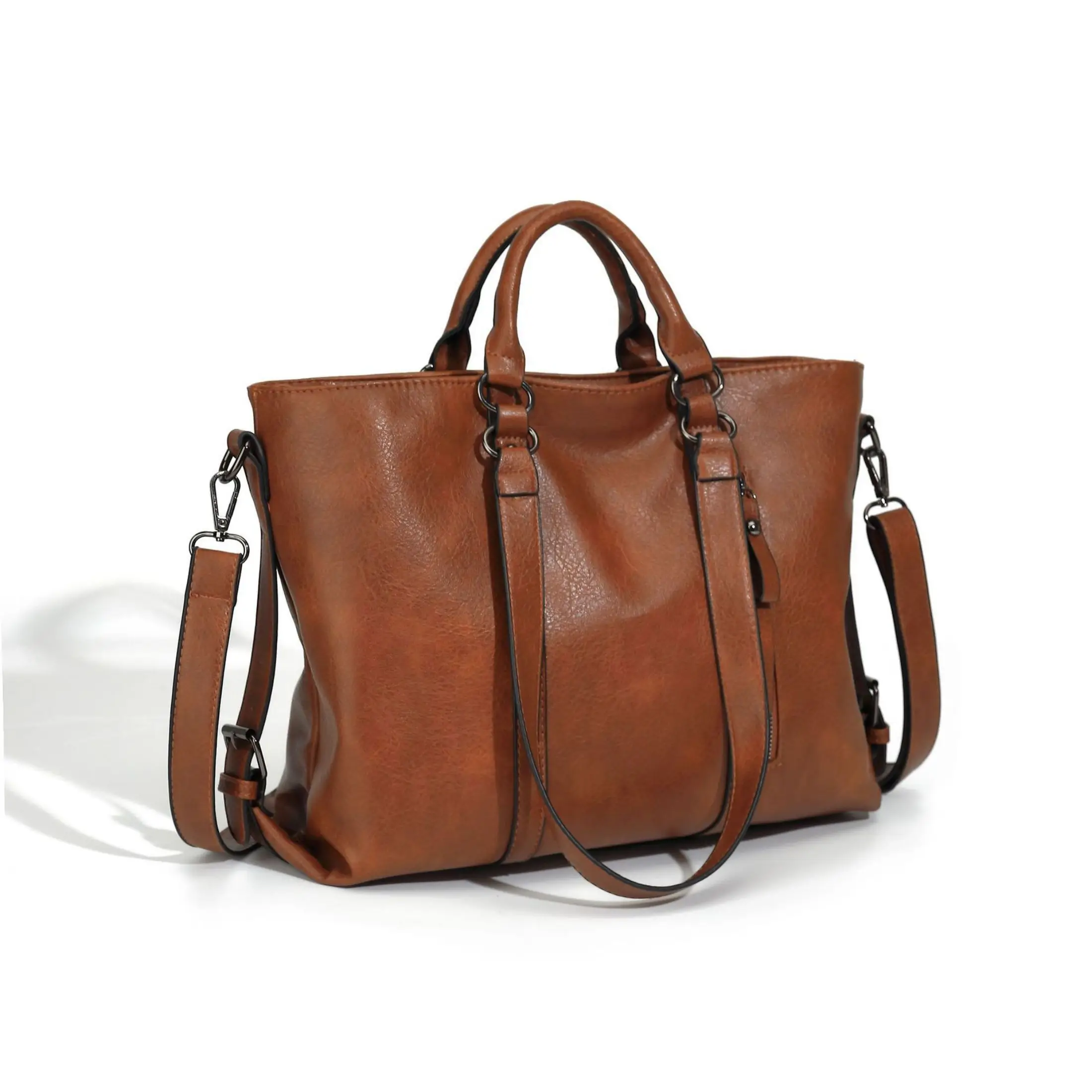 Leather Handbags Tote Shoulder Bag for Woman Satchel Designer Purse Top Handles Crossbody Bag Brown