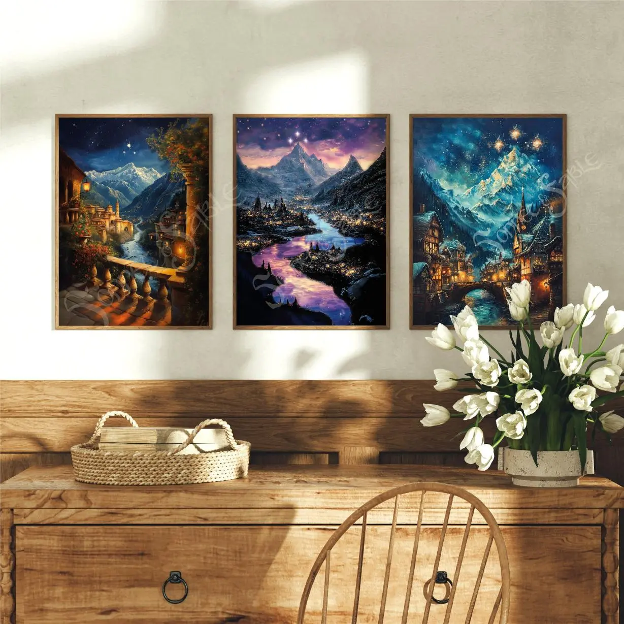 Set of 3 print - Velaris Trio Art Prints (Night Court Print, ACOTAR, A Court of Thorns and Roses, Sarah J Maas, ACOMAF), Gildan